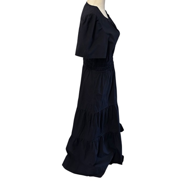 NWT Quince 100% Organic Cotton Poplin Tiered Maxi Dress Navy Blue - Picture 5 of 13